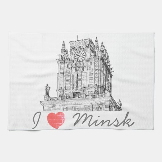Architectuur Wit-Rusland I Love Minsk City Gates Theedoek (Horizontaal)