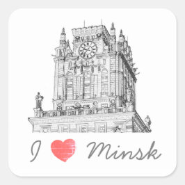 Architectuur Wit-Rusland I Love Minsk City Gates Vierkante Sticker