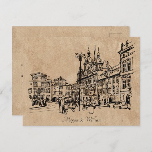  architectuurbruiloft briefkaart (Voorkant / Achterkant)