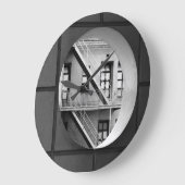 Architectuurcirkel en lijnen zwart-wit foto grote klok (Hoek)