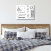 Architectuurgegevens van de Griekse kamers Canvas Afdruk (Insitu (Slaapkamer))