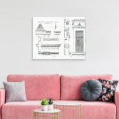 Architectuurgegevens van de Griekse kamers Canvas Afdruk (Insitu (Woonkamer))
