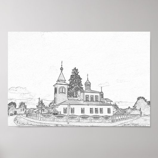 Architectuurkerk van de Wit-Russische Porechye Par Poster (Voorkant)