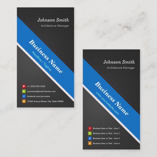 Architectuurmanager - Premium zwart blauw Visitekaartje (Voorkant / Achterkant)