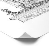 Architectuurschets Wit-Russische stad Minsk Poster (Hoek)