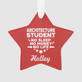 Architectuurstudent Geen leven of geld Ornament (voorkant)