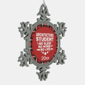 Architectuurstudent Geen slaapt Money Life Red Pse Tin Sneeuwvlok Ornament (Links)