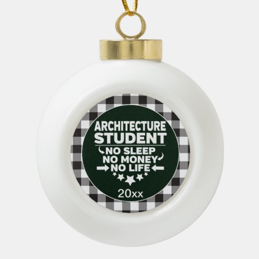 Architectuurstudent Slaap Money Life White Pset Keramische Bal Ornament (Voorkant)