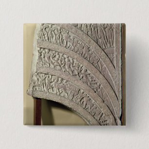 Architrave vanaf een poort, rode zandsteen, Mathur Vierkante Button 5,1 Cm