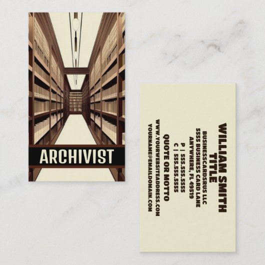 Archivaris Archief Bibliotheek Visitekaartje (Voorkant / Achterkant)