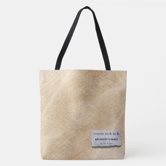Archivist’s Vault: Linen-Look Personalized Tote Bag (Voorkant)