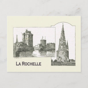 Archtectuur, La Rochelle, ingang haven, kerk Briefkaart