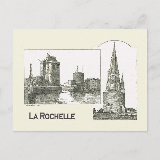 Archtectuur, La Rochelle, ingang haven, kerk Briefkaart (Voorkant)