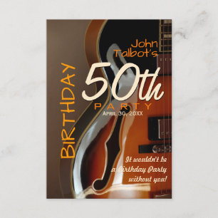Archtop guitar 50th Birthday Party Invitation Kaart
