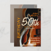 Archtop guitar 50th Birthday Party Invitation Kaart (Voorkant / Achterkant)