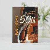 Archtop guitar 50th Birthday Party Invitation Kaart (Staand voorkant)