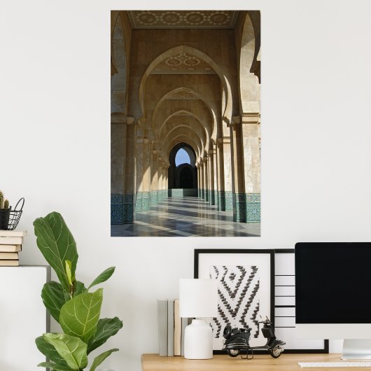 Archway Gallery in Hassan II Mosque, Casablanca Poster (Thuiskantoor)