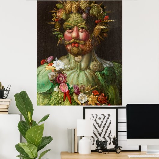 Arcimboldo's Rudolf II van Habsburg als Vertumnus Poster (Thuiskantoor)