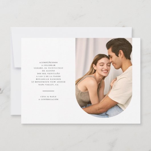 Arco Boho Invitación de Boda Elegante Kaart (Achterkant)