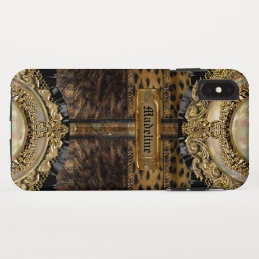 Arcos Leopard Chic Monogram Tough Case-Mate iPhone Case (Achterkant (horizontaal))