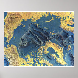 " Arctic: 1971 - Ocean SeaFloor map ... Poster