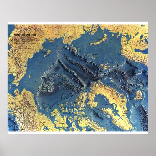 " Arctic: 1971 - Ocean SeaFloor map ... Poster (Voorkant)