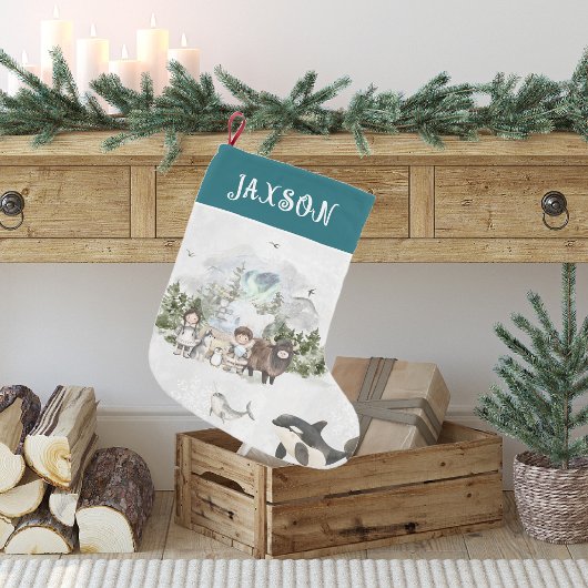 Arctic Adventure Kerstmis gepersonaliseerd Kleine Kerstsok