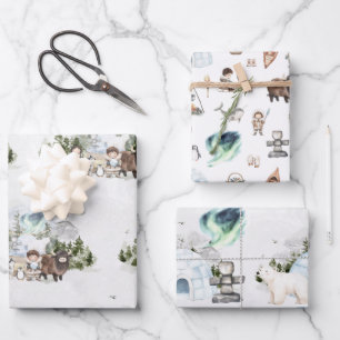 Arctic Adventure Noorderlicht Woud Inpakpapier Vel