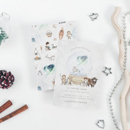 Arctic Adventure Snow Wereldbol Verjaardag Kaart