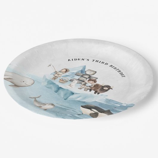 Arctic Adventure verjaardagsfeestje Papieren Bordje (Gekanteld)