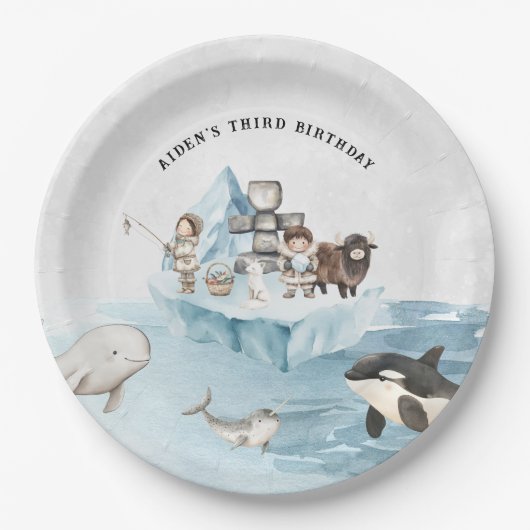 Arctic Adventure verjaardagsfeestje Papieren Bordje (Voorkant)
