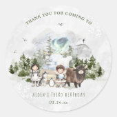 Arctic Adventure verjaardagsfeestje Ronde Sticker (Voorkant)