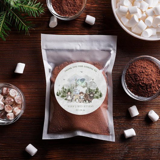 Arctic Adventure verjaardagsfeestje Ronde Sticker