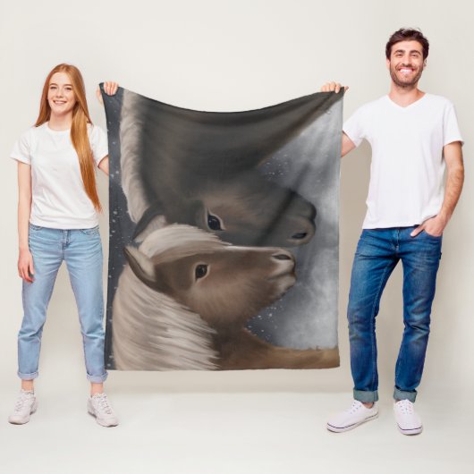 Arctic Affection: IJslandse paarden in Snowy Embra Fleece Deken (In situ)