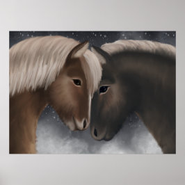 Arctic Affection: IJslandse paarden in Snowy Embra Poster