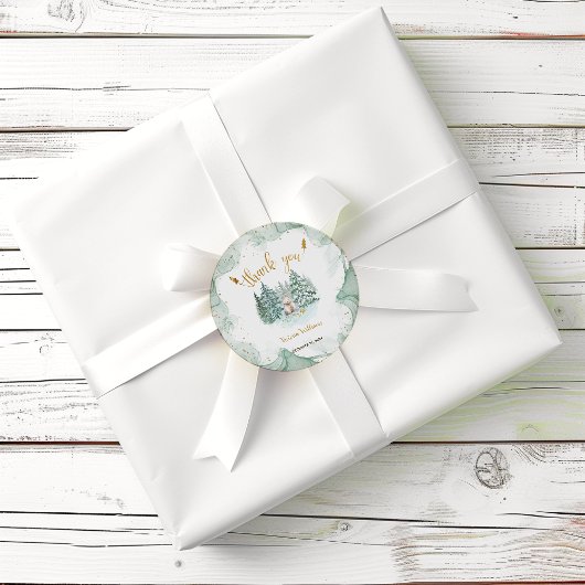 Arctic Animal Baby shower Dank u wel Ronde Sticker