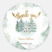 Arctic Animal Baby shower Dank u wel Ronde Sticker (Voorkant)