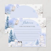 ARCTIC ANIMAL Snowflake Baby shower Advies voor ma Informatiekaartje (Voorkant / Achterkant)