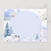 ARCTIC ANIMAL Snowflake Baby shower Advies voor ma Informatiekaartje (Achterkant)