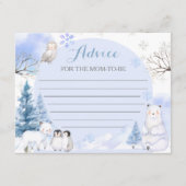 ARCTIC ANIMAL Snowflake Baby shower Advies voor ma Informatiekaartje (Voorkant)