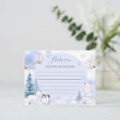 ARCTIC ANIMAL Snowflake Baby shower Advies voor ma Informatiekaartje (Staand voorkant)