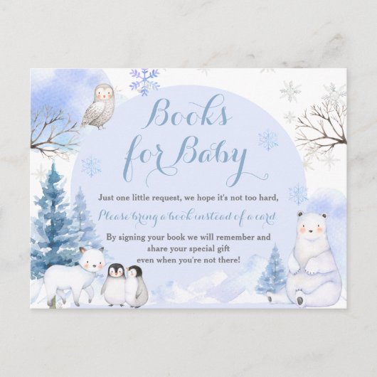 ARCTIC ANIMAL Snowflake Baby shower Boeken voor Ba Briefkaart (Voorkant)