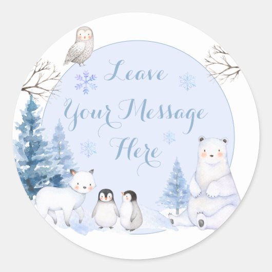 ARCTIC ANIMAL Snowflakes Bomen houden van je boods Ronde Sticker (Voorkant)