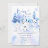 ARCTIC ANIMAL Snowflakes Mountain Baby shower Kaart (Voorkant)