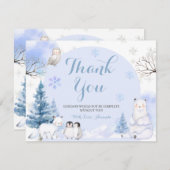 ARCTIC ANIMAL Snowflakes Trees Baby shower Bedankkaart (Voorkant / Achterkant)