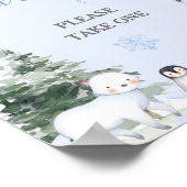 ARCTIC ANIMAL Snowflakes Trees Baby shower Favors Poster (Hoek)
