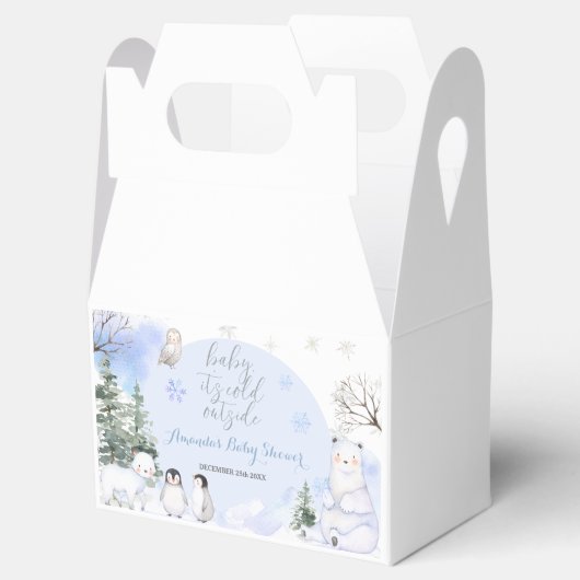ARCTIC ANIMAL Snowflakes Trees Baby shower Gift Bedankdoosjes (Geopend)