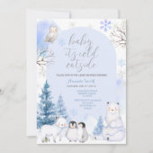 ARCTIC ANIMAL Snowflakes Trees Baby shower Kaart (Voorkant)