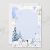 ARCTIC ANIMAL Snowflakes Trees Baby shower Kaart (Achterkant)