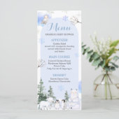ARCTIC ANIMAL Snowflakes Trees Baby shower Menu (Staand voorkant)